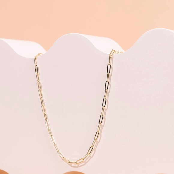 🆕 14k Gold Petite Paperclip Chain Link Gold Dainty Layering Necklace - Picture 7 of 15